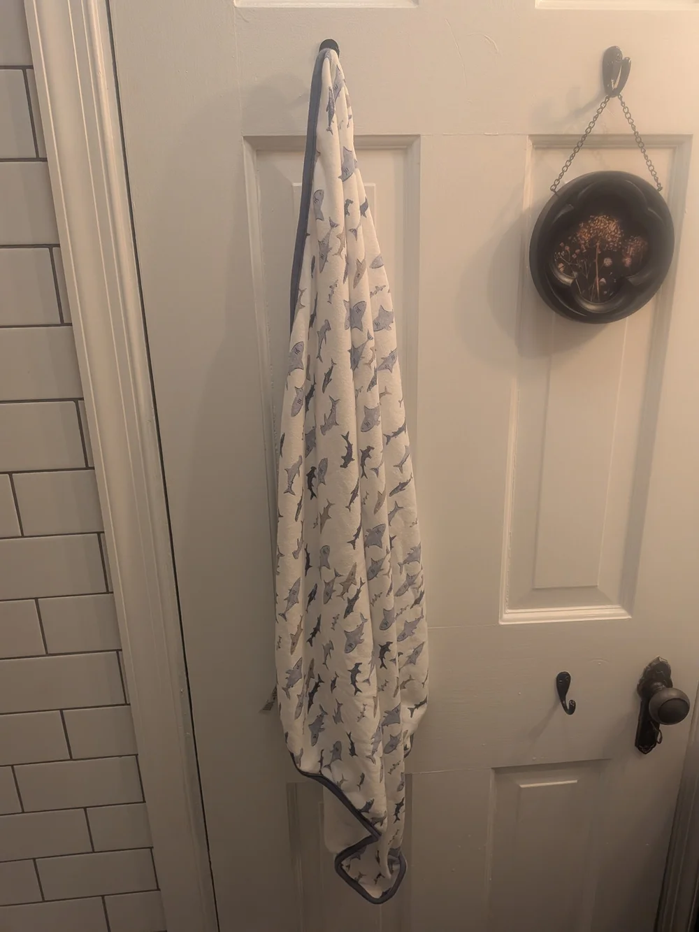 Carter's Blue and White Shark Print Hand Towel
